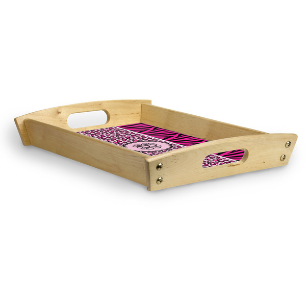 Triple Animal Print Serving Tray Wood Small - Corner