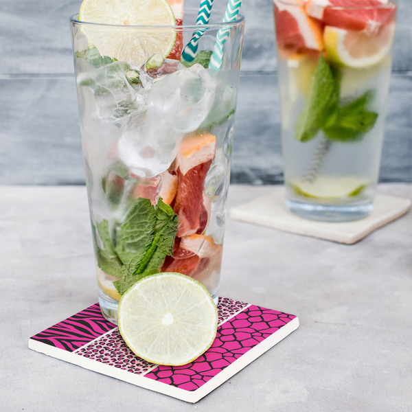 Triple Animal Print Set of 4 Stone Coasters - In Context View