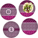 Triple Animal Print Set of 4 Glass Lunch / Dinner Plate 10" (Personalized)