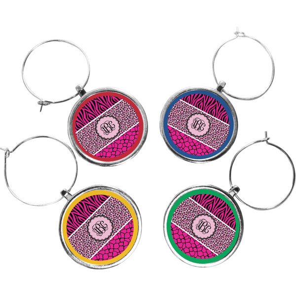 Custom Triple Animal Print Wine Charms (Set of 4) (Personalized)