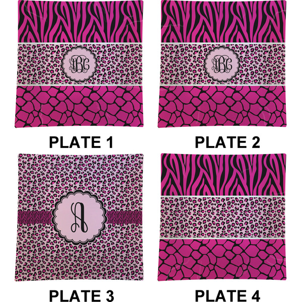 Triple Animal Print Set of Square Dinner Plates (Approval)