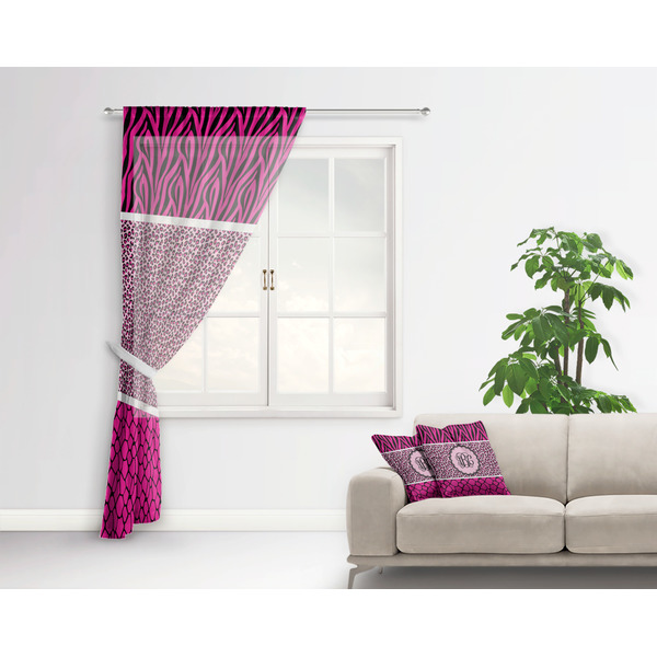 Triple Animal Print Sheer Curtain With Window and Rod - in Room Matching Pillow
