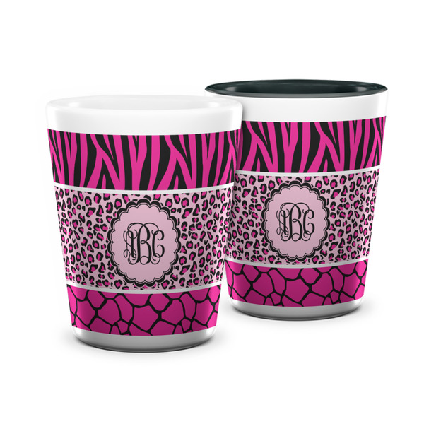 Custom Triple Animal Print Ceramic Shot Glass - 1.5 oz (Personalized)