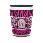 Triple Animal Print Ceramic Shot Glass - 1.5 oz - Two Tone - Set of 4 (Personalized)