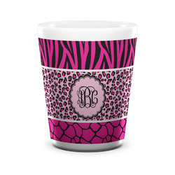 Triple Animal Print Ceramic Shot Glass - 1.5 oz - White - Set of 4 (Personalized)