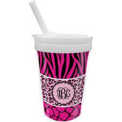 Triple Animal Print Sippy Cup with Straw (Personalized)