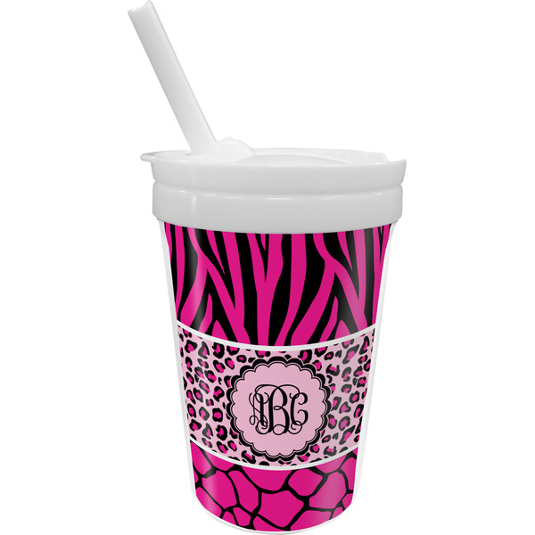 Custom Triple Animal Print Sippy Cup with Straw (Personalized)