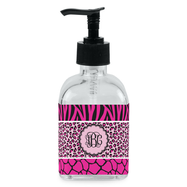 Custom Triple Animal Print Glass Soap & Lotion Bottle - Single Bottle (Personalized)