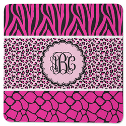 Triple Animal Print Square Rubber Backed Coaster (Personalized)