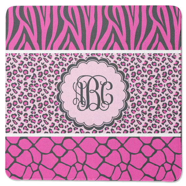Custom Triple Animal Print Square Rubber Backed Coaster (Personalized)