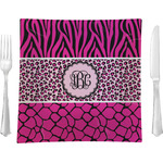 Triple Animal Print 9.5" Glass Square Lunch / Dinner Plate- Single or Set of 4 (Personalized)
