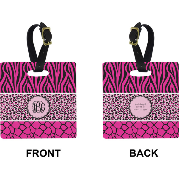 Triple Animal Print Square Luggage Tag (Front + Back)