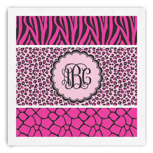Custom Triple Animal Print Paper Dinner Napkins (Personalized)
