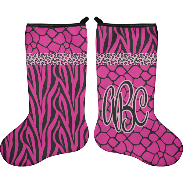 Custom Triple Animal Print Holiday Stocking - Double-Sided - Neoprene (Personalized)