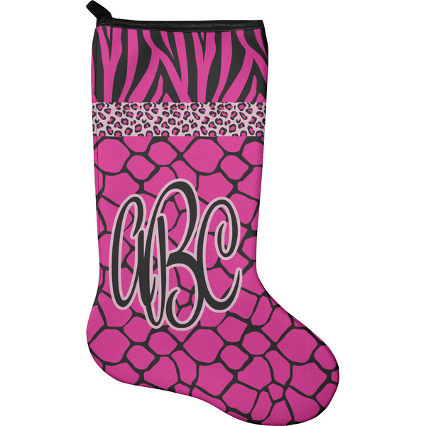 Custom Triple Animal Print Holiday Stocking - Single-Sided - Neoprene (Personalized)