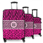 Triple Animal Print 3 Piece Luggage Set - 20" Carry On, 24" Medium Checked, 28" Large Checked (Personalized)