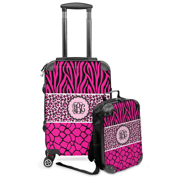 Custom Triple Animal Print Kids 2-Piece Luggage Set - Suitcase & Backpack (Personalized)
