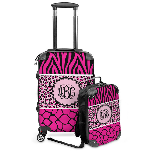 Custom Triple Animal Print Kids 2-Piece Luggage Set - Suitcase & Backpack (Personalized)