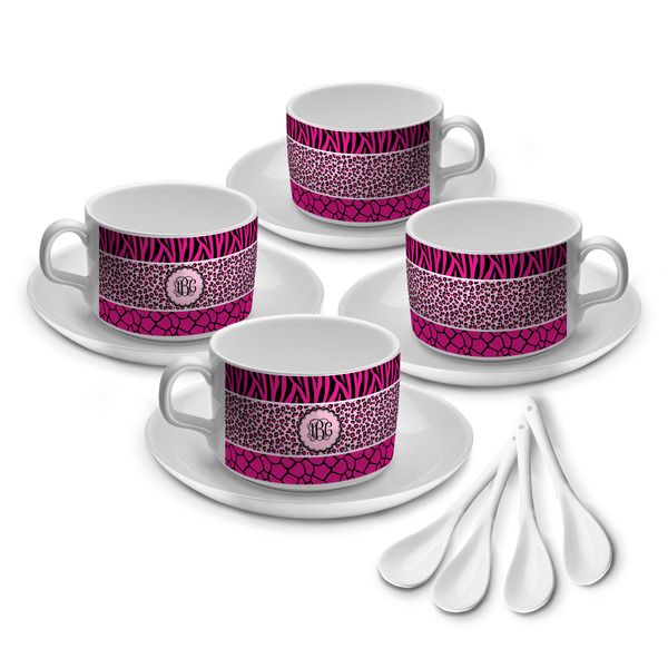 Custom Triple Animal Print Tea Cup - Set of 4 (Personalized)
