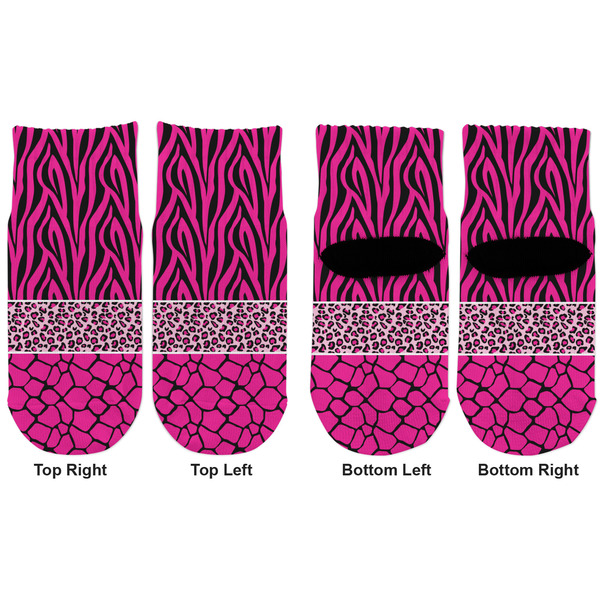 Triple Animal Print Toddler Ankle Socks - Double Pair - Front and Back - Apvl