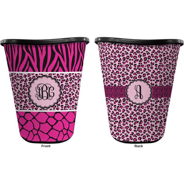 Triple Animal Print Trash Can Black - Front and Back - Apvl