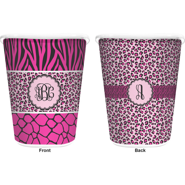 Triple Animal Print Trash Can White - Front and Back - Apvl