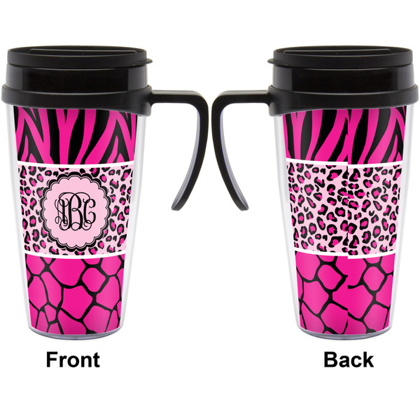 Triple Animal Print Travel Mug with Black Handle - Approval