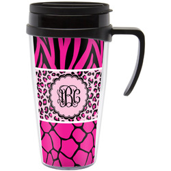 Triple Animal Print Acrylic Travel Mug with Handle (Personalized)