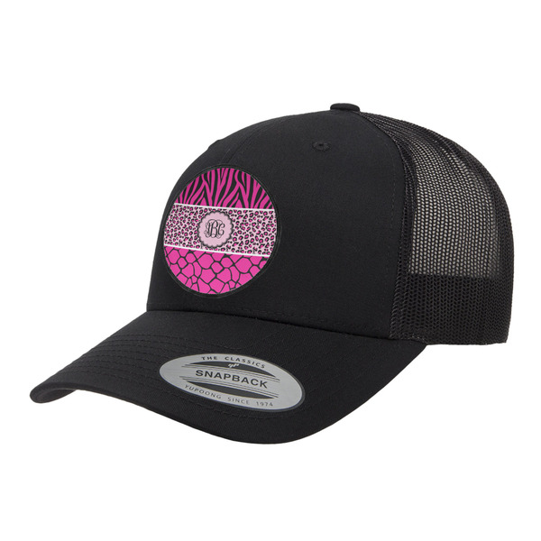 Custom Triple Animal Print Trucker Hat - Black (Personalized)