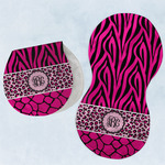 Triple Animal Print Burp Pads - Velour - Set of 2 w/ Monogram