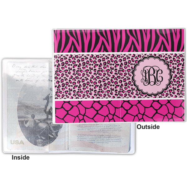 Triple Animal Print Vinyl Passport Holder - Flat Front and Back