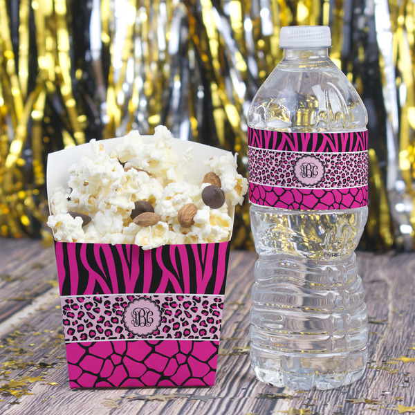 Triple Animal Print Water Bottle Label - w/ Favor Box