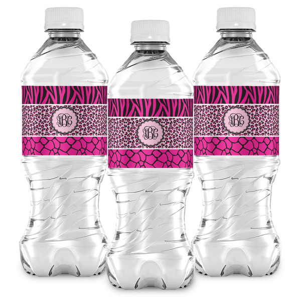 Triple Animal Print Water Bottle Labels - Front View