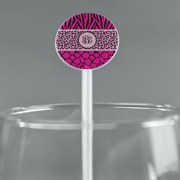 Triple Animal Print White Plastic 5.5" Stir Stick - Round - Main