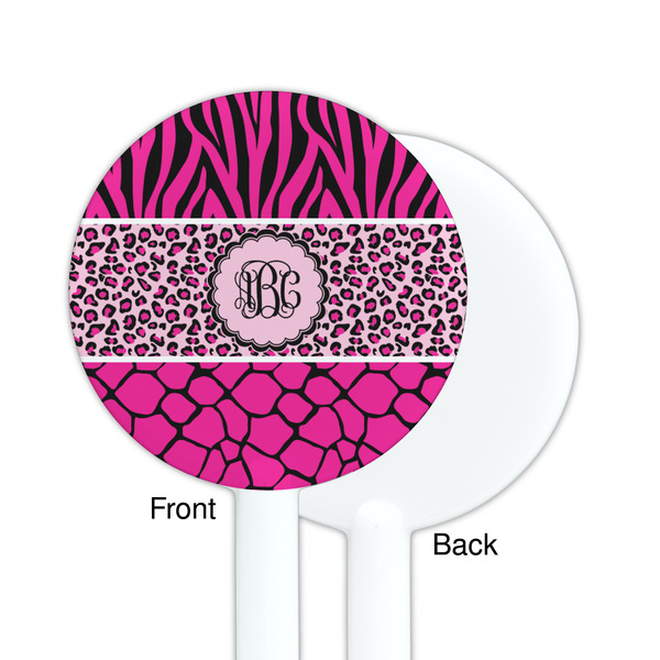 Triple Animal Print White Plastic 5.5" Stir Stick - Single Sided - Round - Front & Back