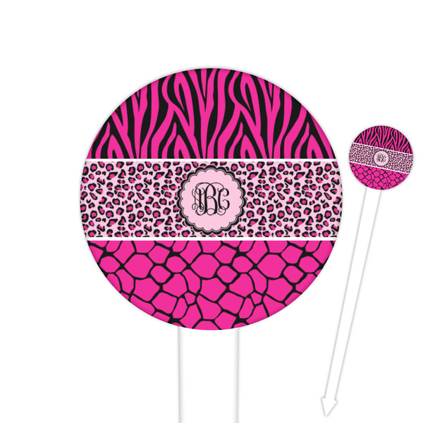Custom Triple Animal Print Round Plastic Food Picks (Personalized)