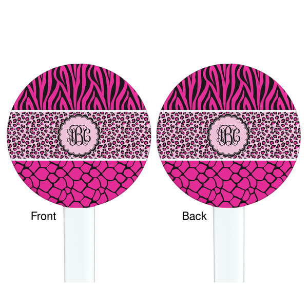 Triple Animal Print White Plastic 7" Stir Stick - Double Sided - Round - Front & Back