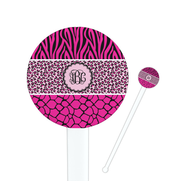 Custom Triple Animal Print Round Plastic Stir Sticks (Personalized)
