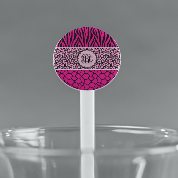 Triple Animal Print White Plastic 7" Stir Stick - Round - Main
