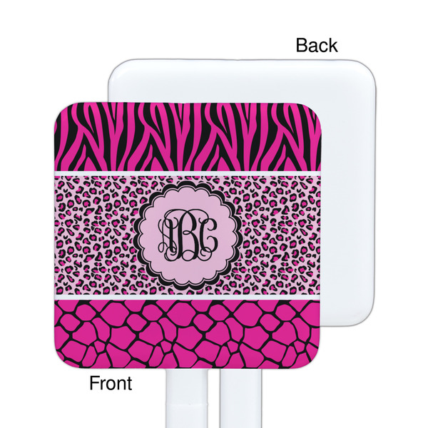 Triple Animal Print White Plastic Stir Stick - Single Sided - Square - Approval