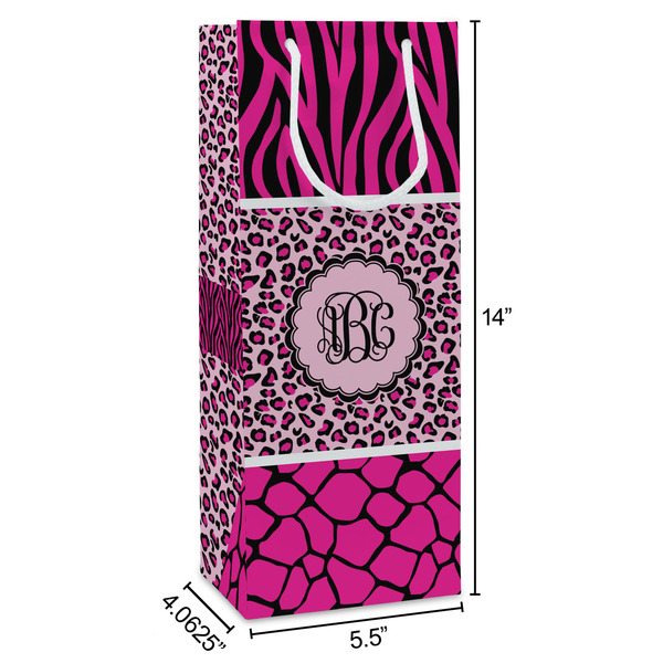 Triple Animal Print Wine Gift Bag - Dimensions