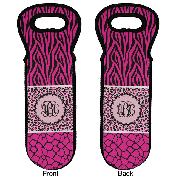 Triple Animal Print Wine Tote Front & Back