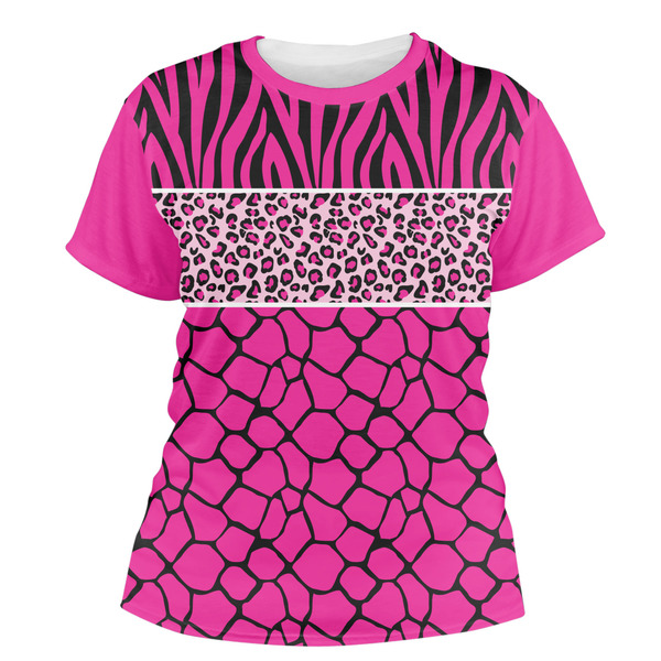 Custom Triple Animal Print Women's Crew T-Shirt - Large