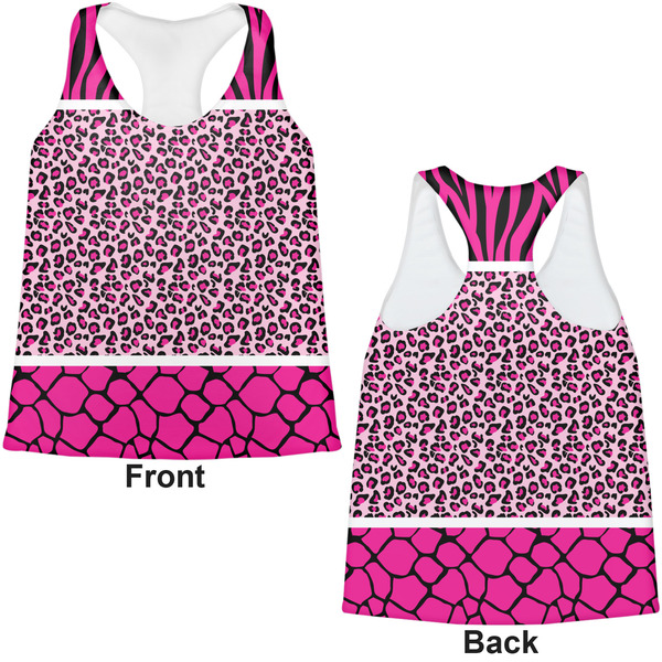 Triple Animal Print Womens Racerback Tank Tops - Medium - Front and Back
