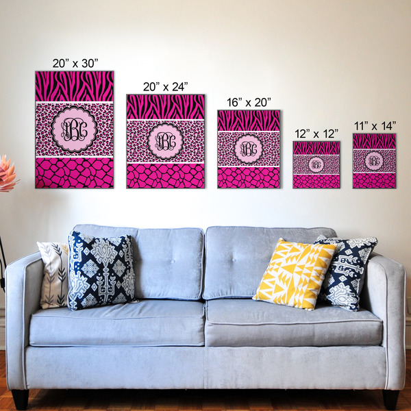 Triple Animal Print Wood Prints - Size Comparison