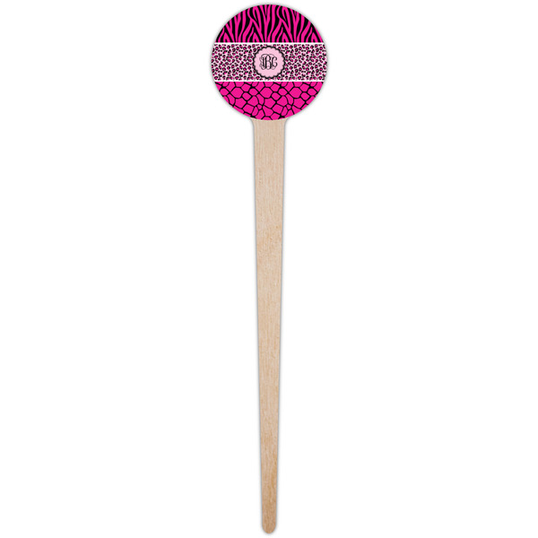 Triple Animal Print Wooden 4" Food Pick - Round - Single Pick
