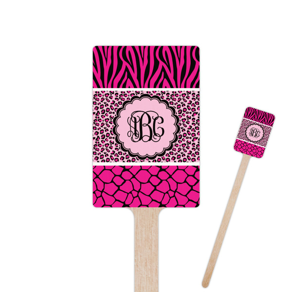 Custom Triple Animal Print 6.25" Rectangle Wooden Stir Sticks - Double Sided (Personalized)