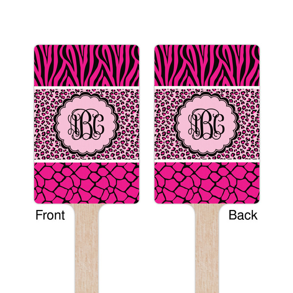 Triple Animal Print Wooden 6.25" Stir Stick - Rectangular - Double Sided - Front & Back
