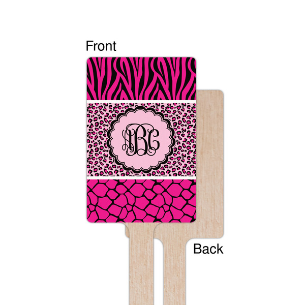 Triple Animal Print Wooden 6.25" Stir Stick - Rectangular - Single - Front & Back