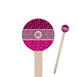 Triple Animal Print 6" Round Wooden Stir Sticks - Double Sided (Personalized)
